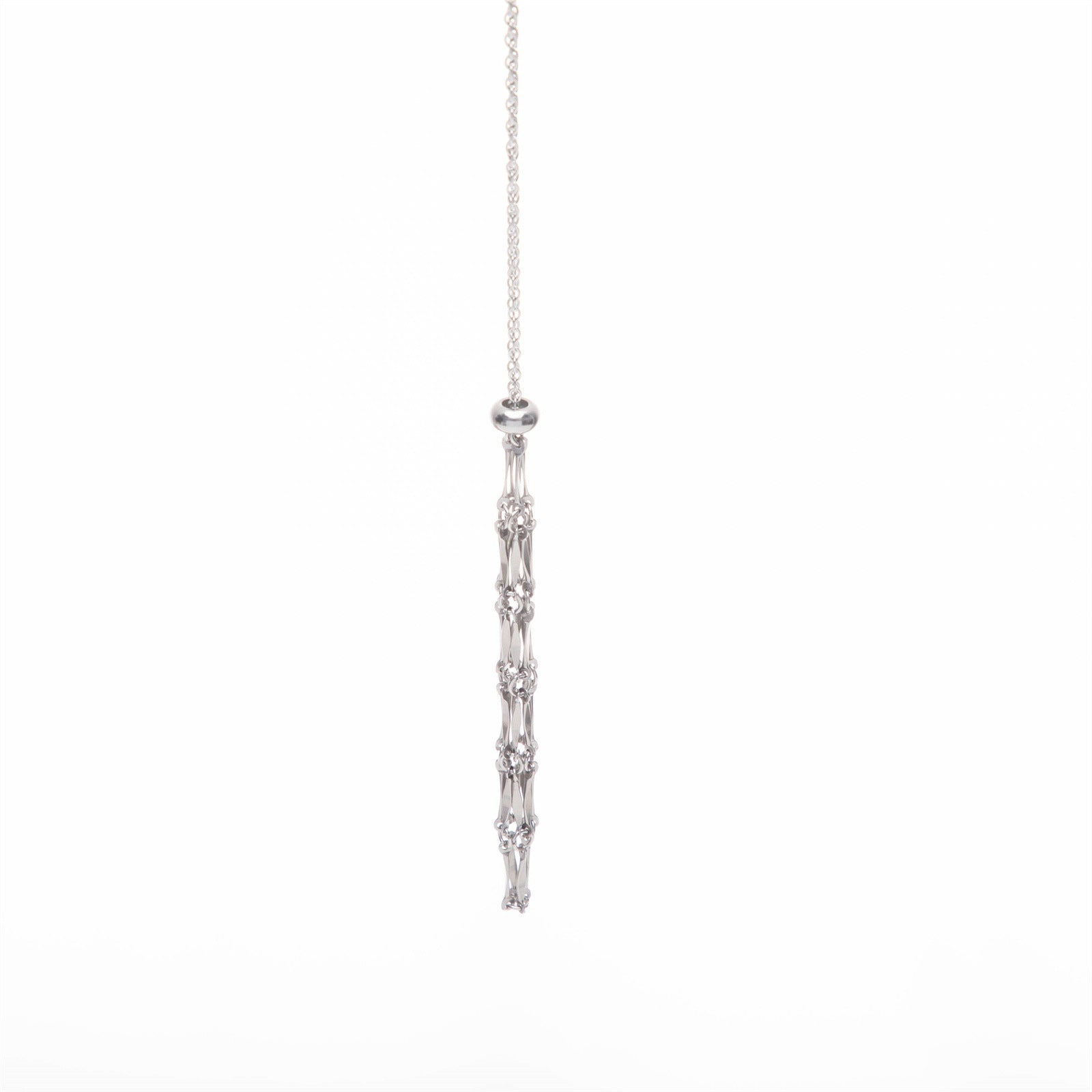 Wholesale Stainless Steel Net Pocket Natural Gemstone Crystal Accessories Bamboo Woven Adjustable Chain Pendant